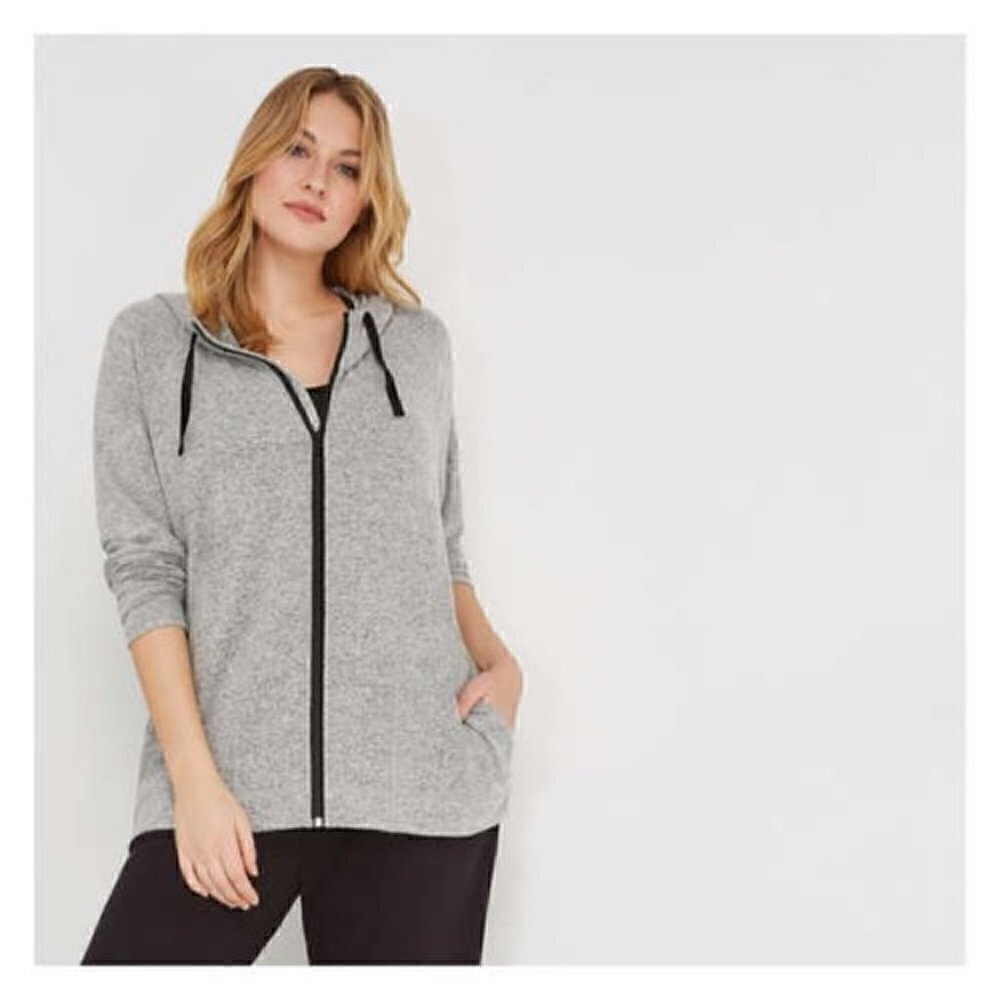NWT Joe Fresh Gray Ribbed Soft Knit Hoodie